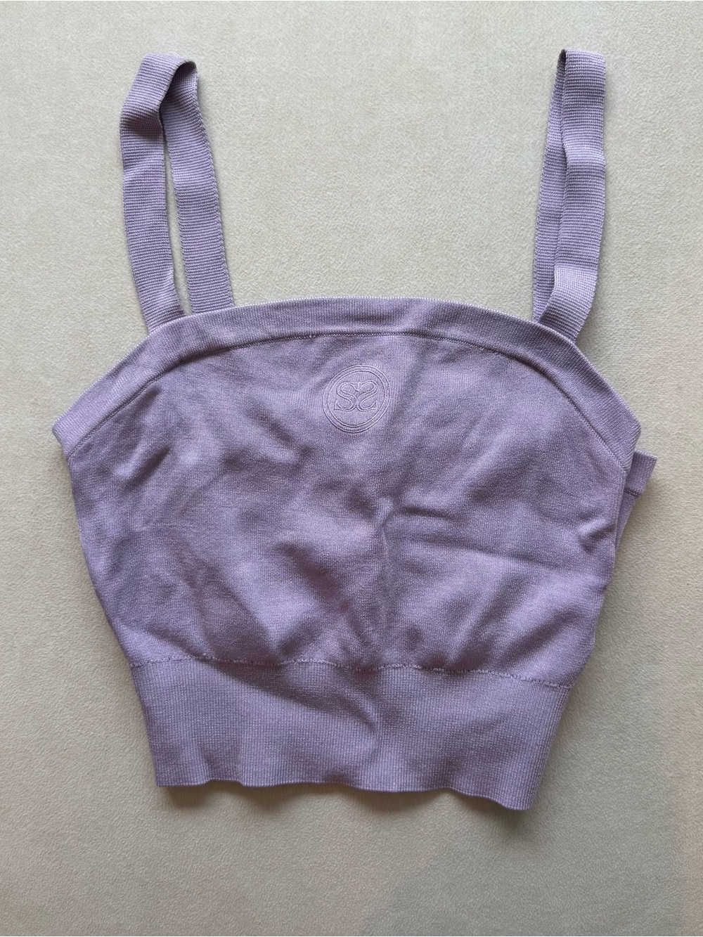 Sandro Embroidered Knit Bra Top Crop Top Tank xs Purple Lilac Lavender